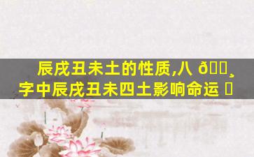 辰戌丑未土的性质,八 🕸 字中辰戌丑未四土影响命运 ☘